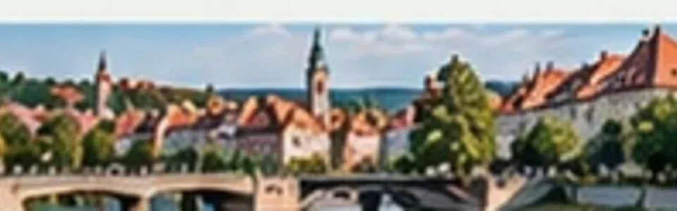 Historische Stadt an einem Fluss in einer touristischen Region